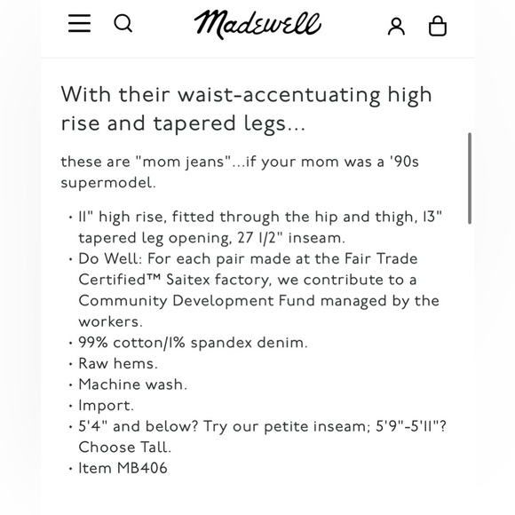 NWOT Madewell The Perfect Vintage Jean in Enmore Wash: Raw-Hem Edition Blue 24 - Picture 5 of 5